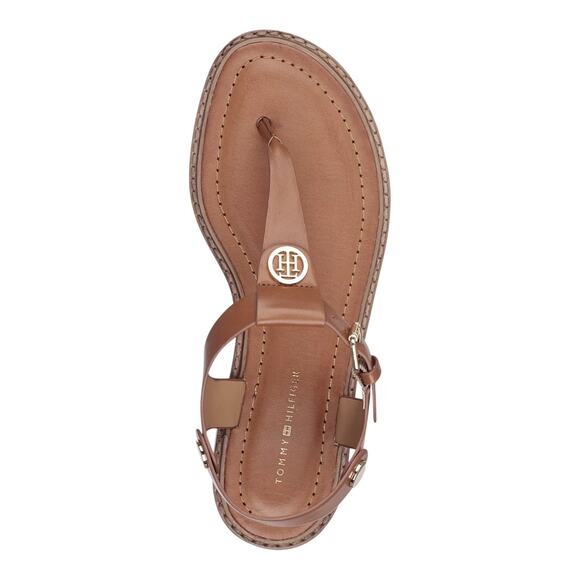 Tommy Hilfiger Women's Bennia Thong Flat Sandals Cognac Size 11 M - Picture 3 of 4